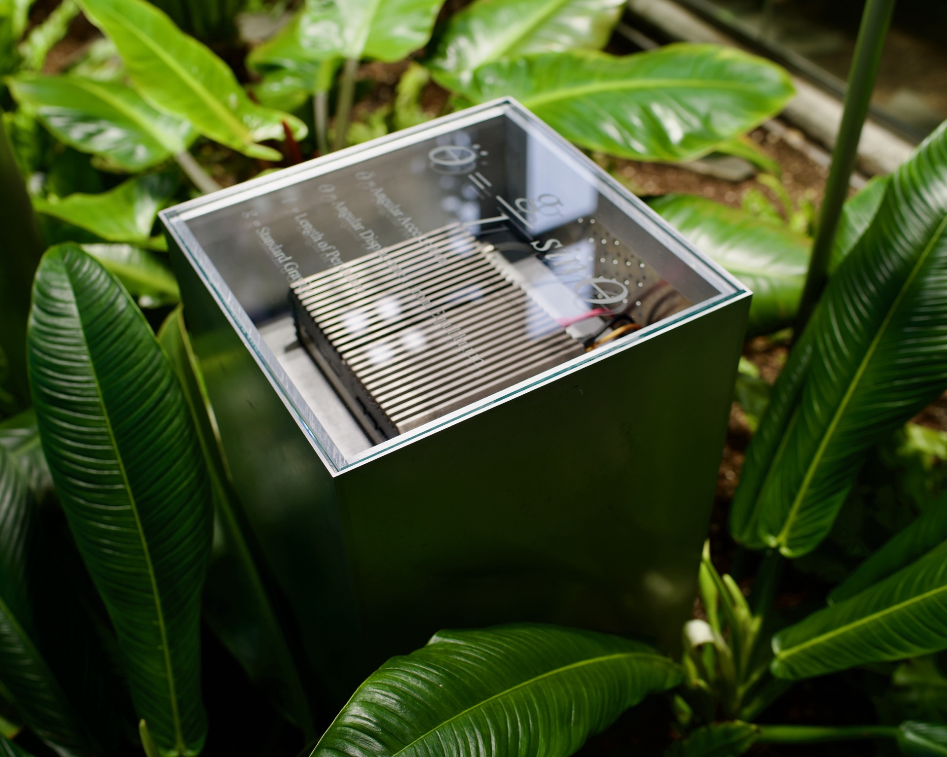 Electronics console, lid open